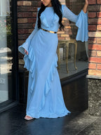Ruffled Long Sleeve Maxi Dress