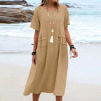 Casual Cotton Linen Midi Dress