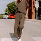 Textured Short-Sleeve Two-Piece Set