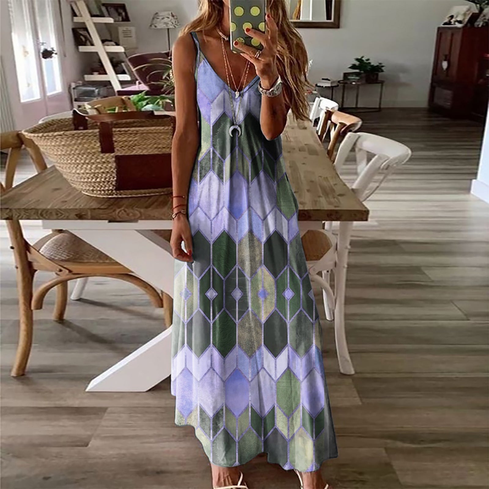 Printed Camisole Maxi Dress