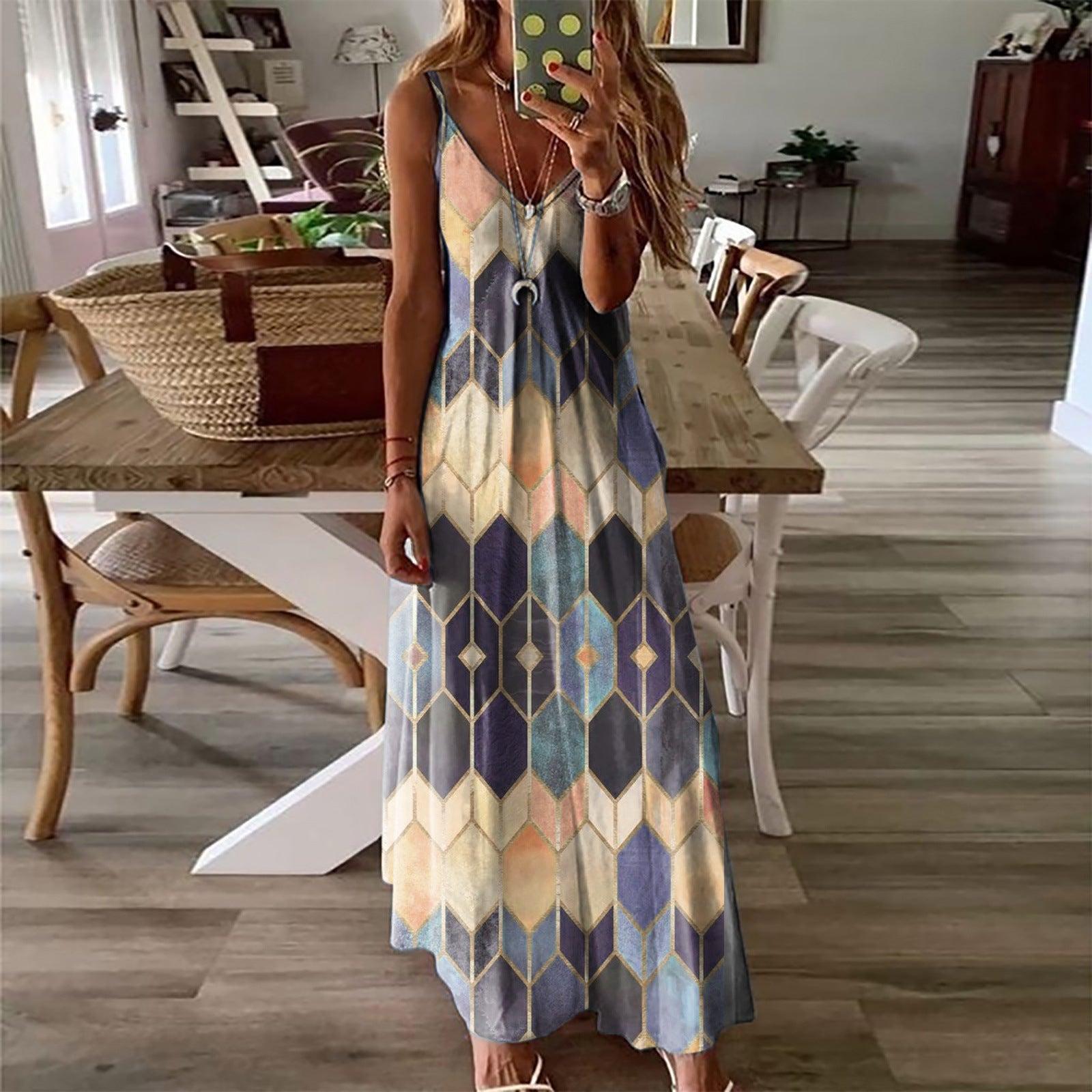 Printed Camisole Maxi Dress