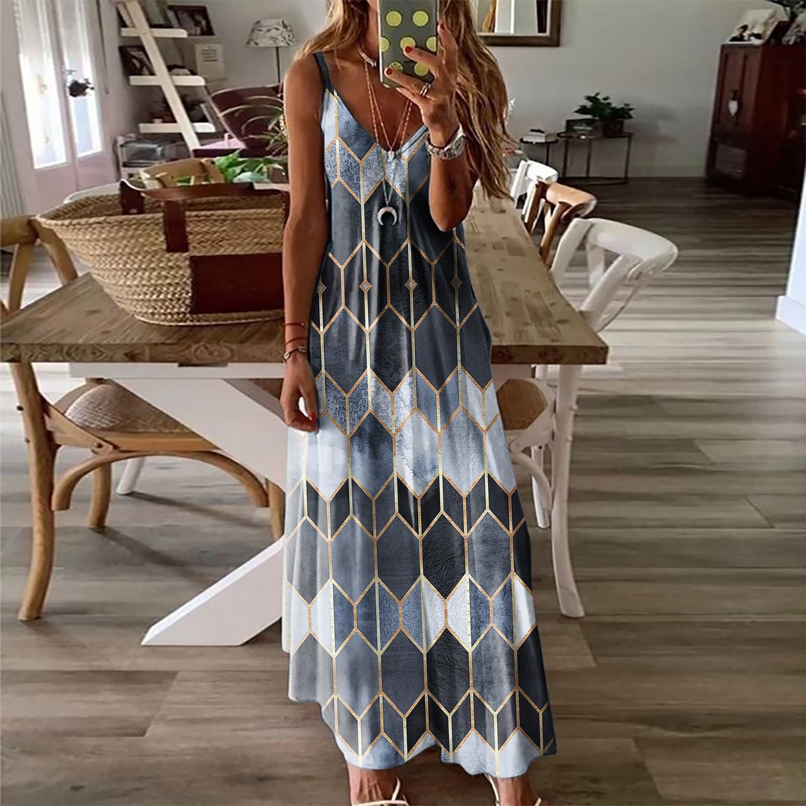 Printed Camisole Maxi Dress