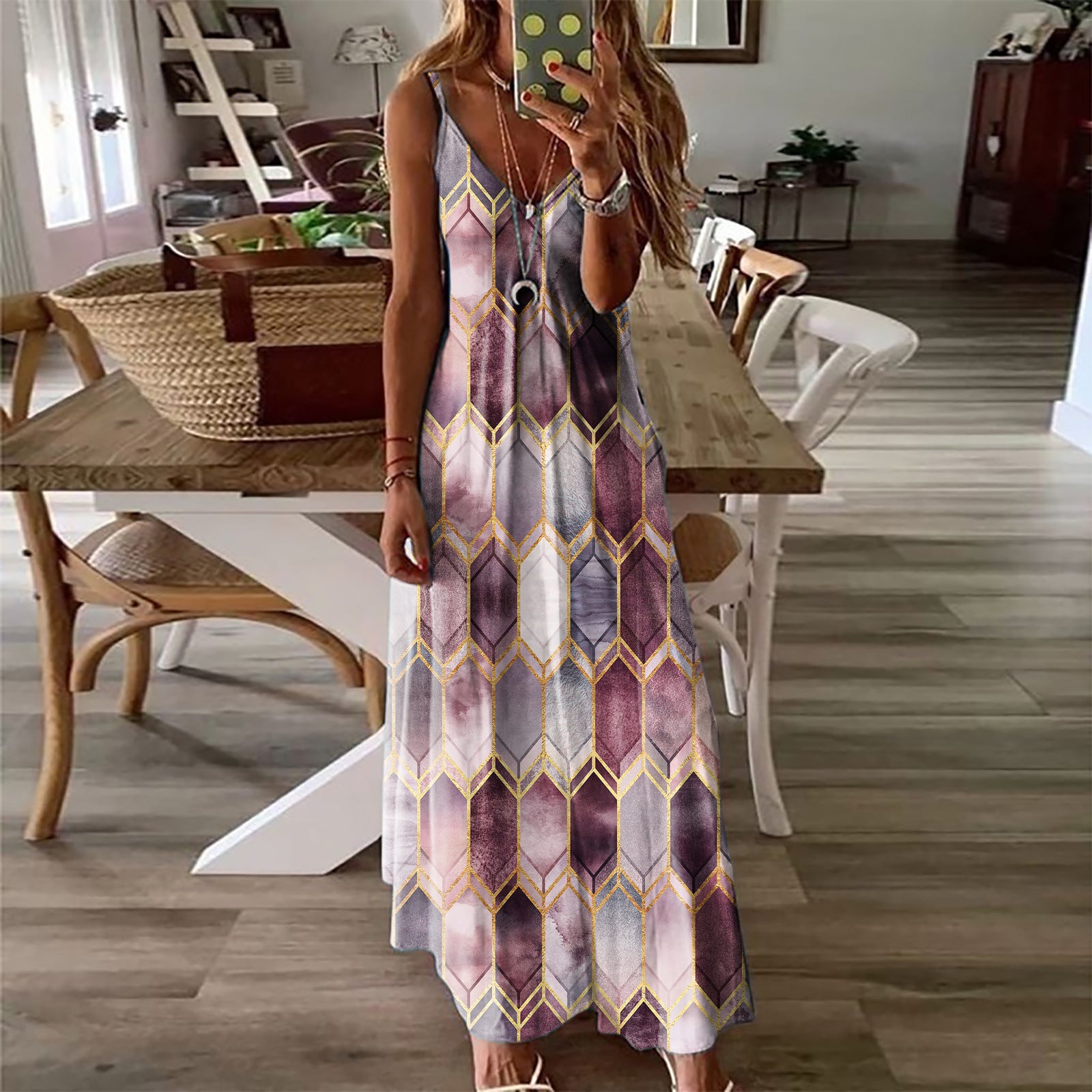 Printed Camisole Maxi Dress