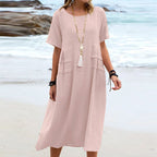 Casual Cotton Linen Midi Dress