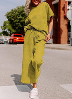 Textured Short-Sleeve Two-Piece Set