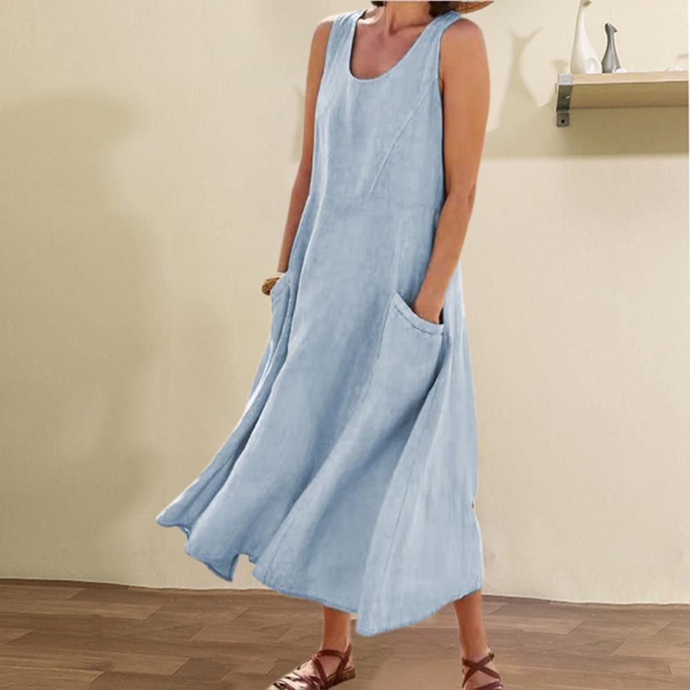 Sleeveless Maxi Dress with Pockets