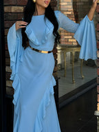 Ruffled Long Sleeve Maxi Dress