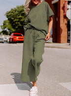 Textured Short-Sleeve Two-Piece Set