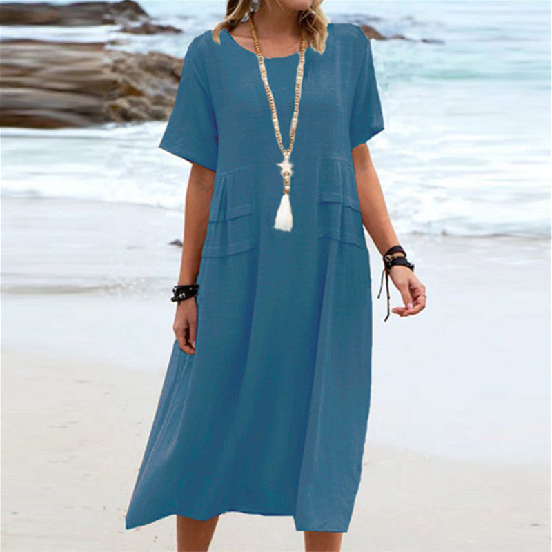 Casual Cotton Linen Midi Dress