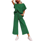 Textured Short-Sleeve Two-Piece Set