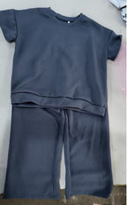 Textured Short-Sleeve Two-Piece Set