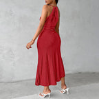 Halter Neck Ruched Midi Dress