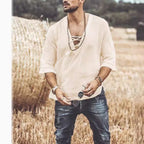 Lace-Up Mid-Sleeve T-Shirt