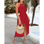 Halter Neck Ruched Midi Dress