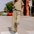 Textured Short-Sleeve Two-Piece Set