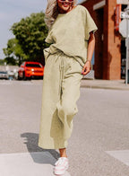 Textured Short-Sleeve Two-Piece Set