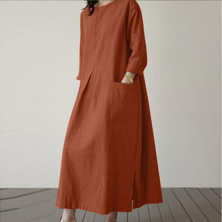 Autumn Solid Elegant Dress