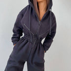 Basic Zip-Up Hoodie Two-Piece Set