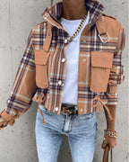 Women's New Motorcycle Jacket Coat Crop Top