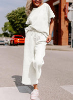 Textured Short-Sleeve Two-Piece Set