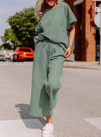 Textured Short-Sleeve Two-Piece Set