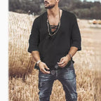 Lace-Up Mid-Sleeve T-Shirt