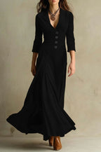 Button Lapel Maxi Dress