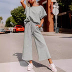Textured Short-Sleeve Two-Piece Set