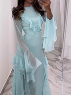 Ruffled Long Sleeve Maxi Dress